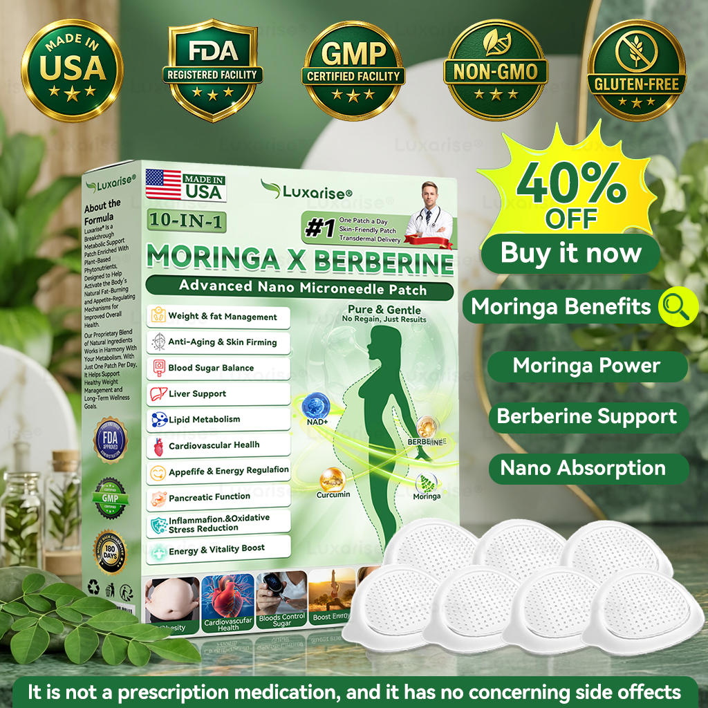 Službena trgovina | 👩⚕️Luxarise® Moringa i Berberin 10-u-1 napredni nano flaster s mikroiglama (jednom dnevno, vidljive promjene za 7 dana) ✅Pretilost, dijabetes, apneja u snu i problemi sa zglobovima🥦